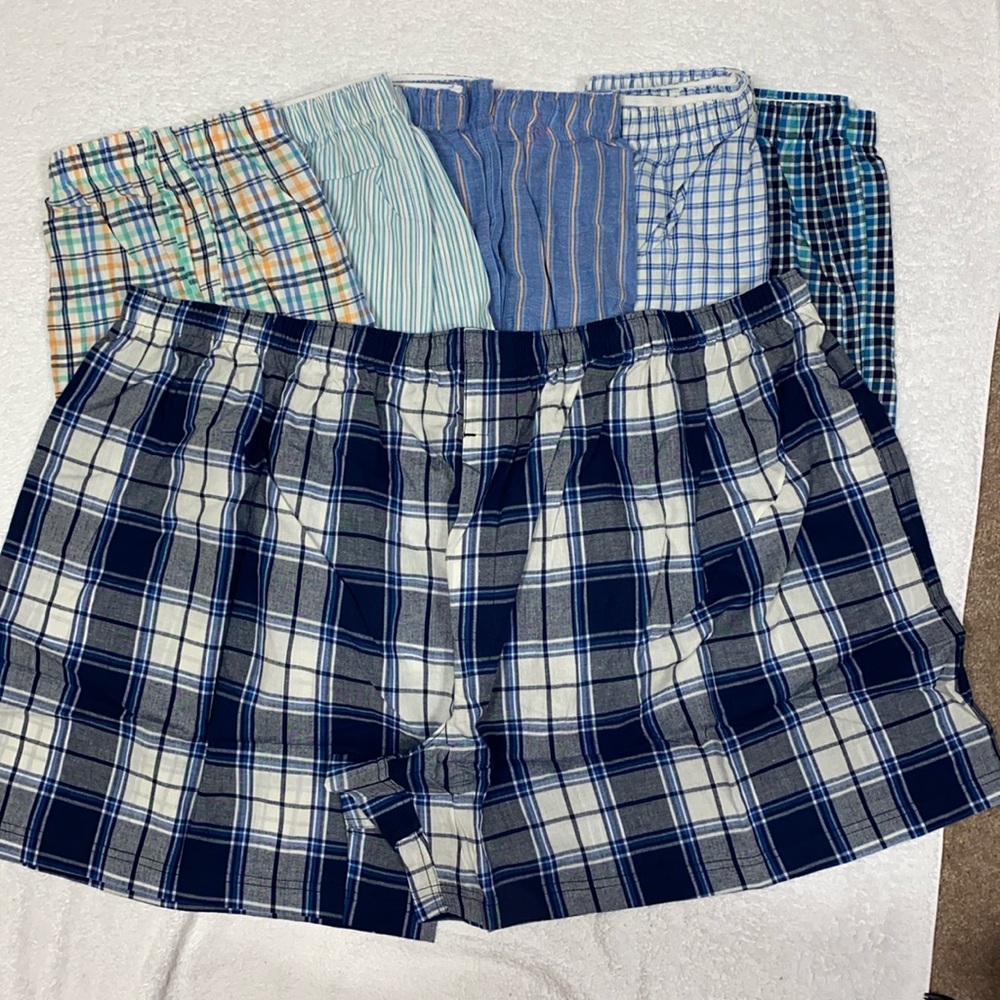NWT Kings Court cotton plaid striped cotton boxers 4xl tall 6 pairs